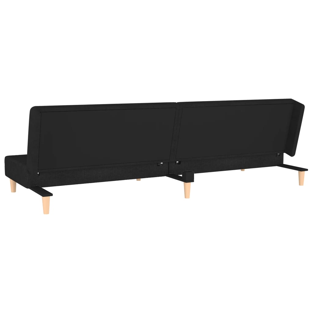 vidaXL Schlafsofa 2-Sitzer mit 2 Kissen Schwarz Stoff