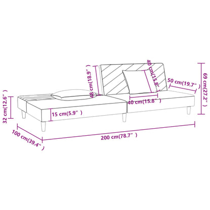 vidaXL Schlafsofa 2-Sitzer mit 2 Kissen Schwarz Stoff