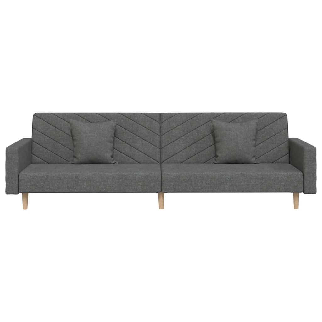 vidaXL Schlafsofa 2-Sitzer mit 2 Kissen Dunkelgrau Stoff
