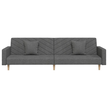 vidaXL Schlafsofa 2-Sitzer mit 2 Kissen Dunkelgrau Stoff