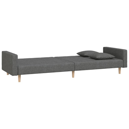 vidaXL Schlafsofa 2-Sitzer mit 2 Kissen Dunkelgrau Stoff
