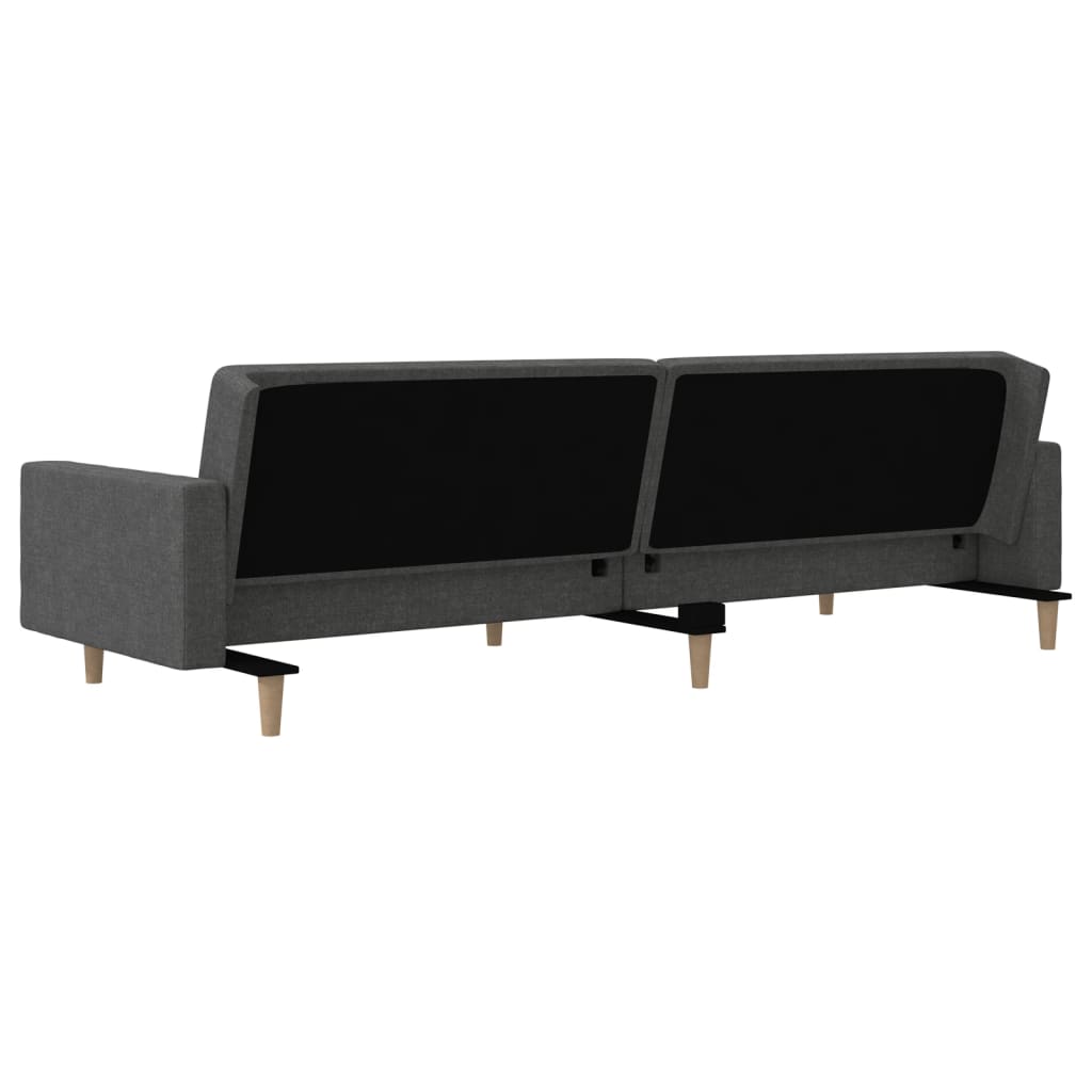 vidaXL Schlafsofa 2-Sitzer mit 2 Kissen Dunkelgrau Stoff