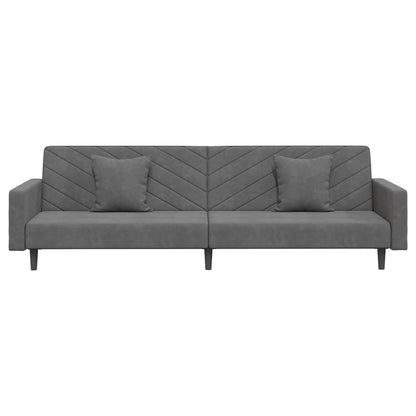 vidaXL Canapé-lit 2 places avec 2 oreillers Velours gris foncé