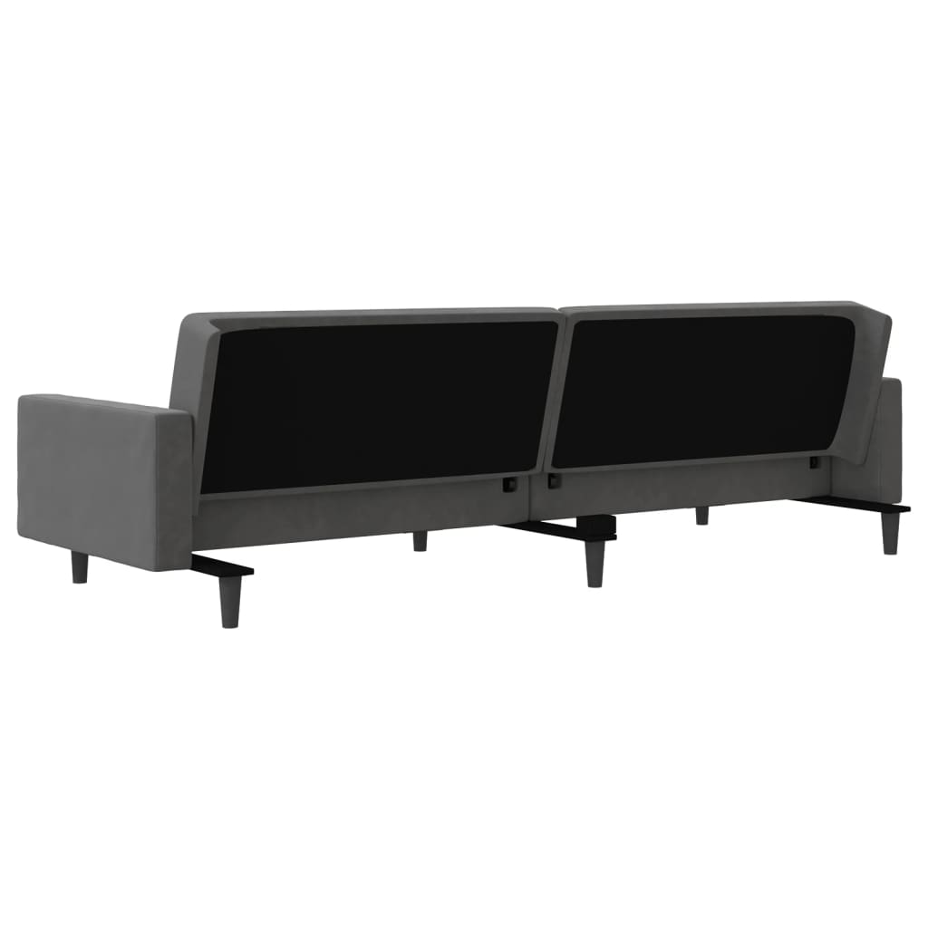 vidaXL Canapé-lit 2 places avec 2 oreillers Velours gris foncé