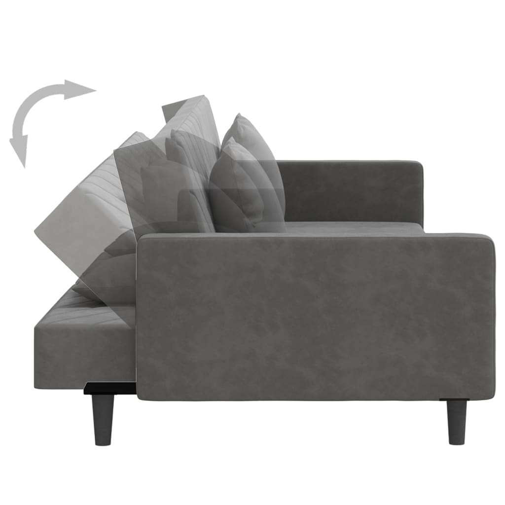 vidaXL Canapé-lit 2 places avec 2 oreillers Velours gris foncé