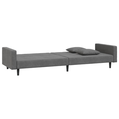 vidaXL Canapé-lit 2 places avec 2 oreillers Velours gris foncé