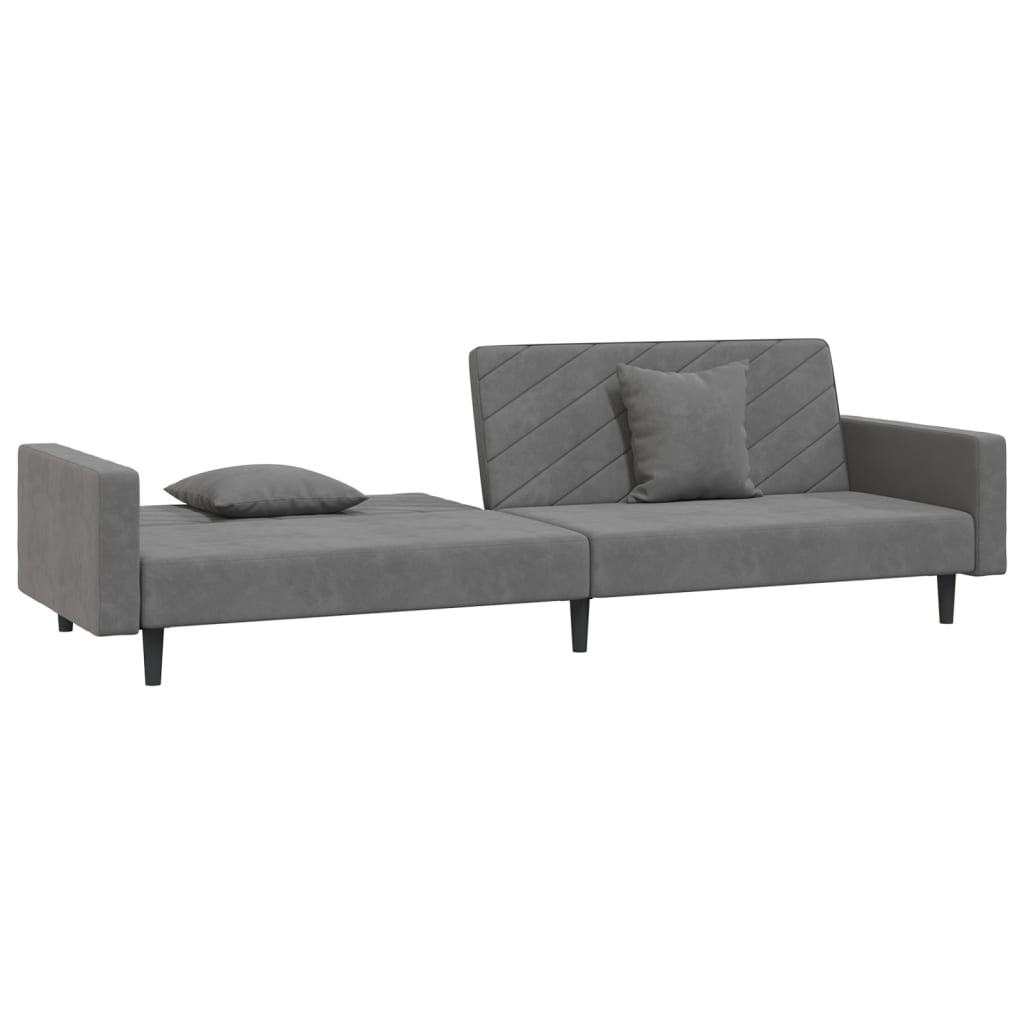 vidaXL Canapé-lit 2 places avec 2 oreillers Velours gris foncé
