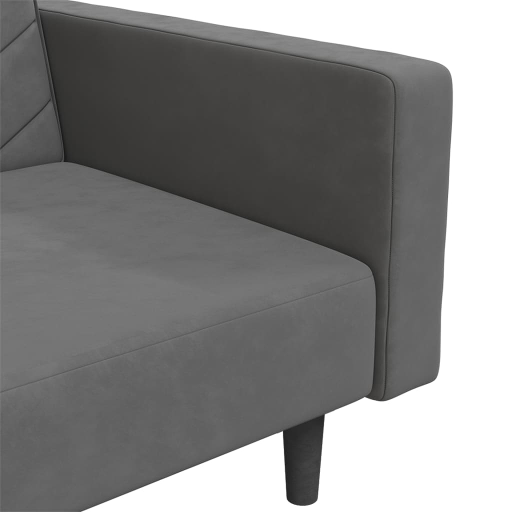 vidaXL Canapé-lit 2 places avec 2 oreillers Velours gris foncé