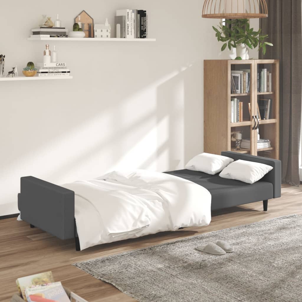 vidaXL Schlafsofa 2-Sitzer Dunkelgrau Samt