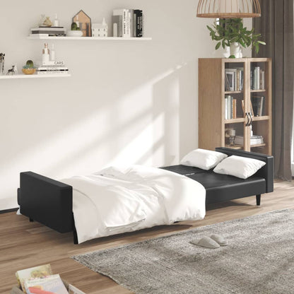 vidaXL Schlafsofa 2-Sitzer Schwarz Kunstleder