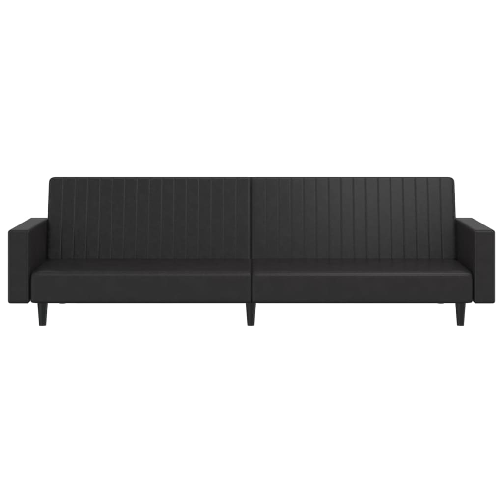 vidaXL Schlafsofa 2-Sitzer Schwarz Kunstleder