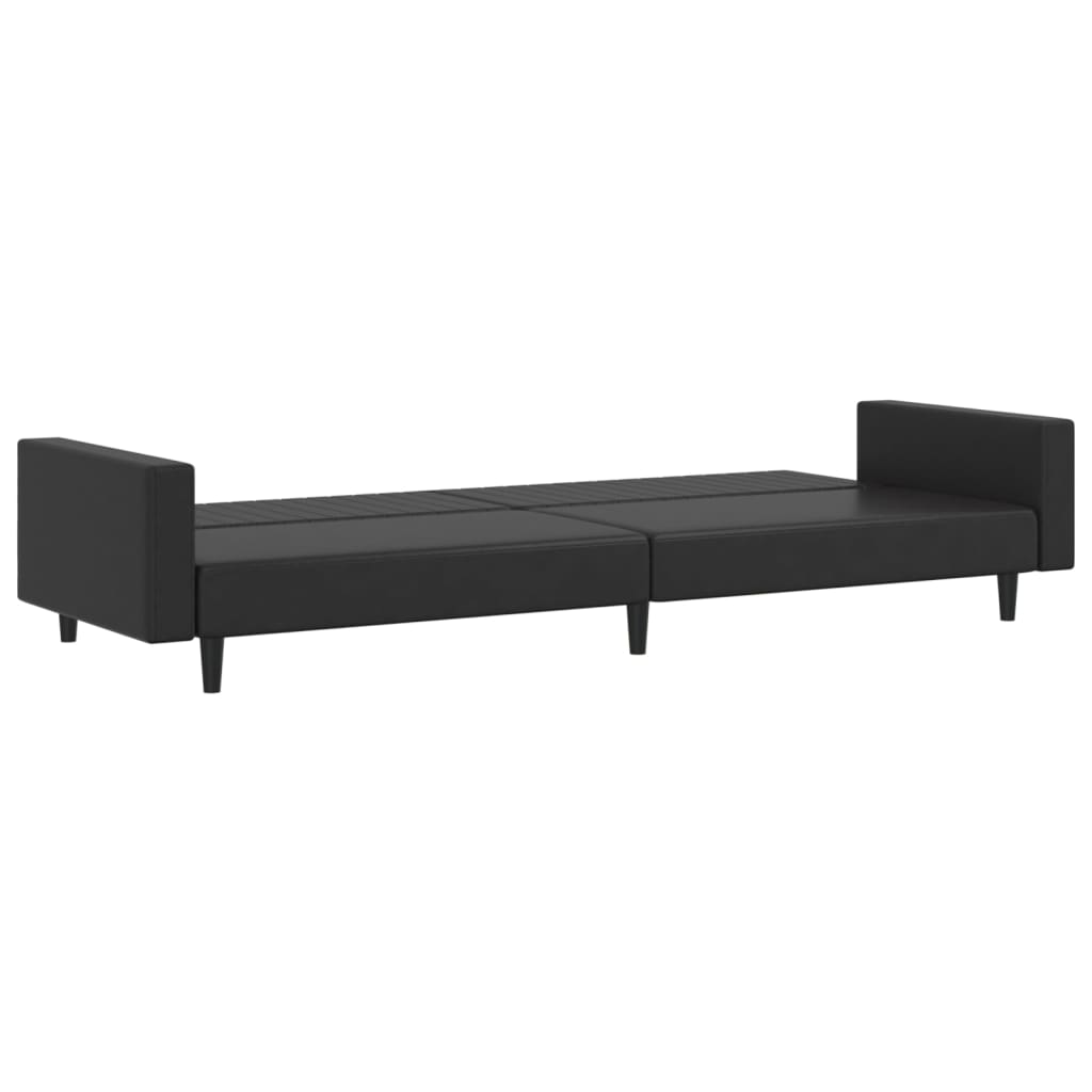 vidaXL Schlafsofa 2-Sitzer Schwarz Kunstleder