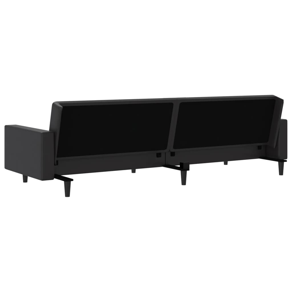 vidaXL Schlafsofa 2-Sitzer Schwarz Kunstleder