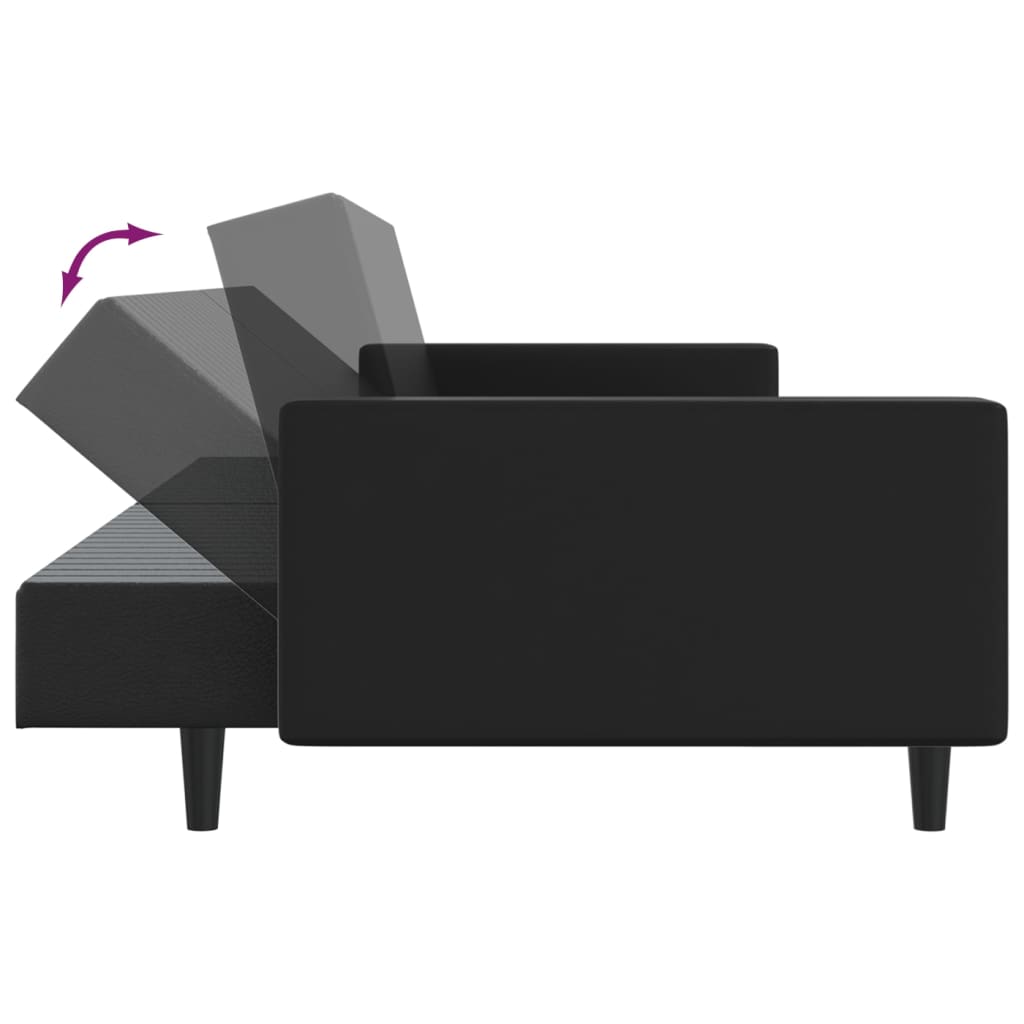 vidaXL Schlafsofa 2-Sitzer Schwarz Kunstleder