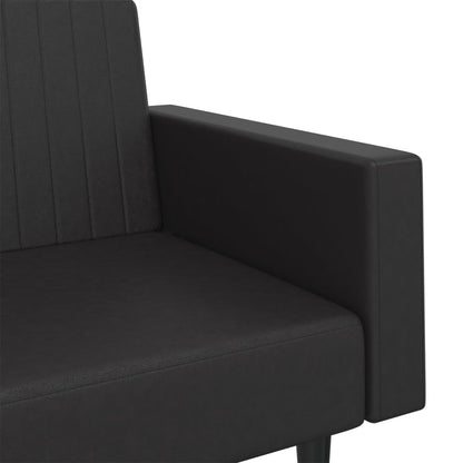 vidaXL Schlafsofa 2-Sitzer Schwarz Kunstleder
