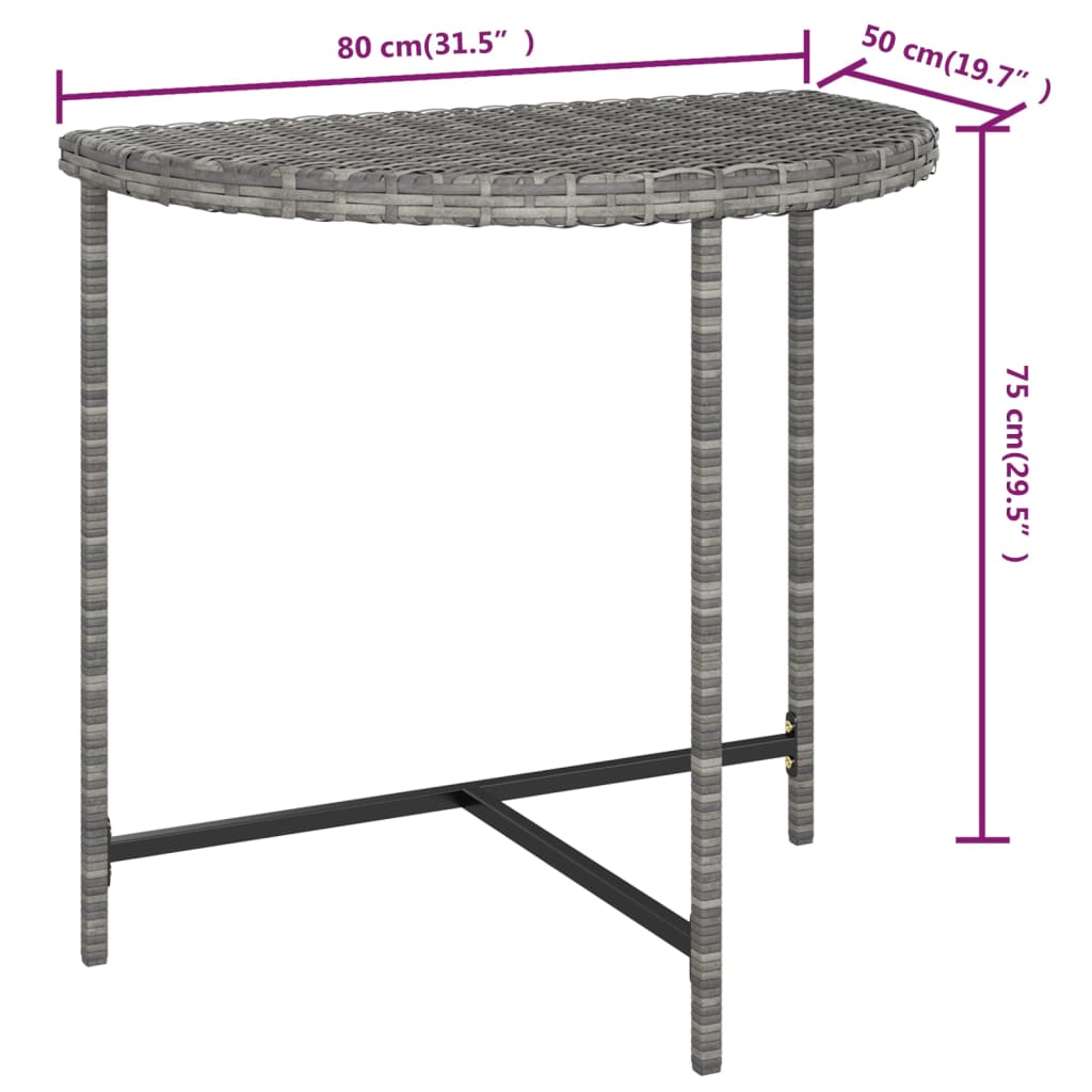 vidaXL Gartentisch Grau 80x50x75 cm Poly Rattan