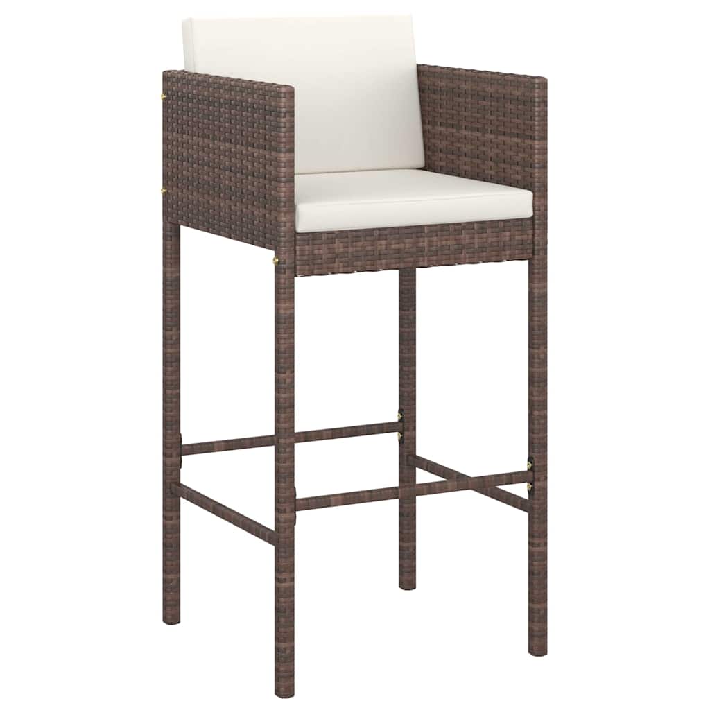 vidaXL Tabourets de bar 2 pcs avec coussins marron résine tressée