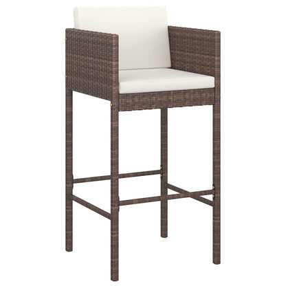 vidaXL Tabourets de bar 2 pcs avec coussins marron résine tressée