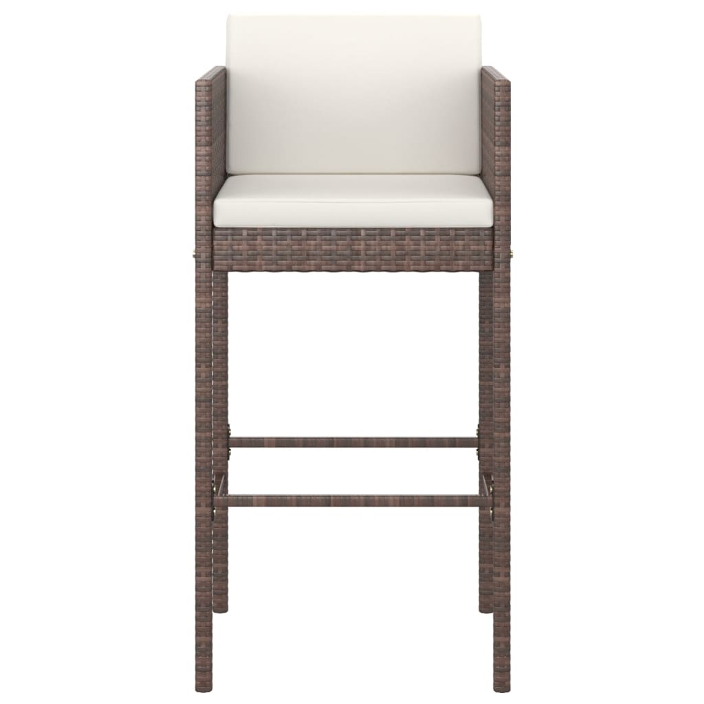 vidaXL Tabourets de bar 2 pcs avec coussins marron résine tressée
