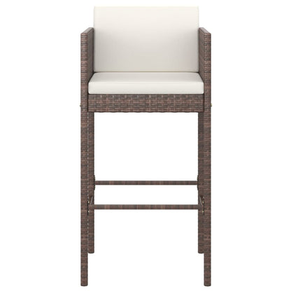 vidaXL Tabourets de bar 2 pcs avec coussins marron résine tressée