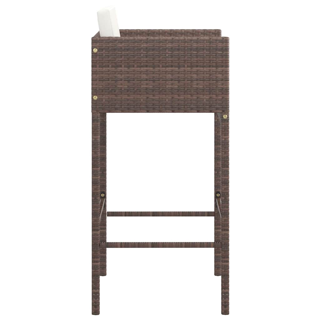 vidaXL Tabourets de bar 2 pcs avec coussins marron résine tressée