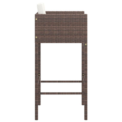 vidaXL Tabourets de bar 2 pcs avec coussins marron résine tressée