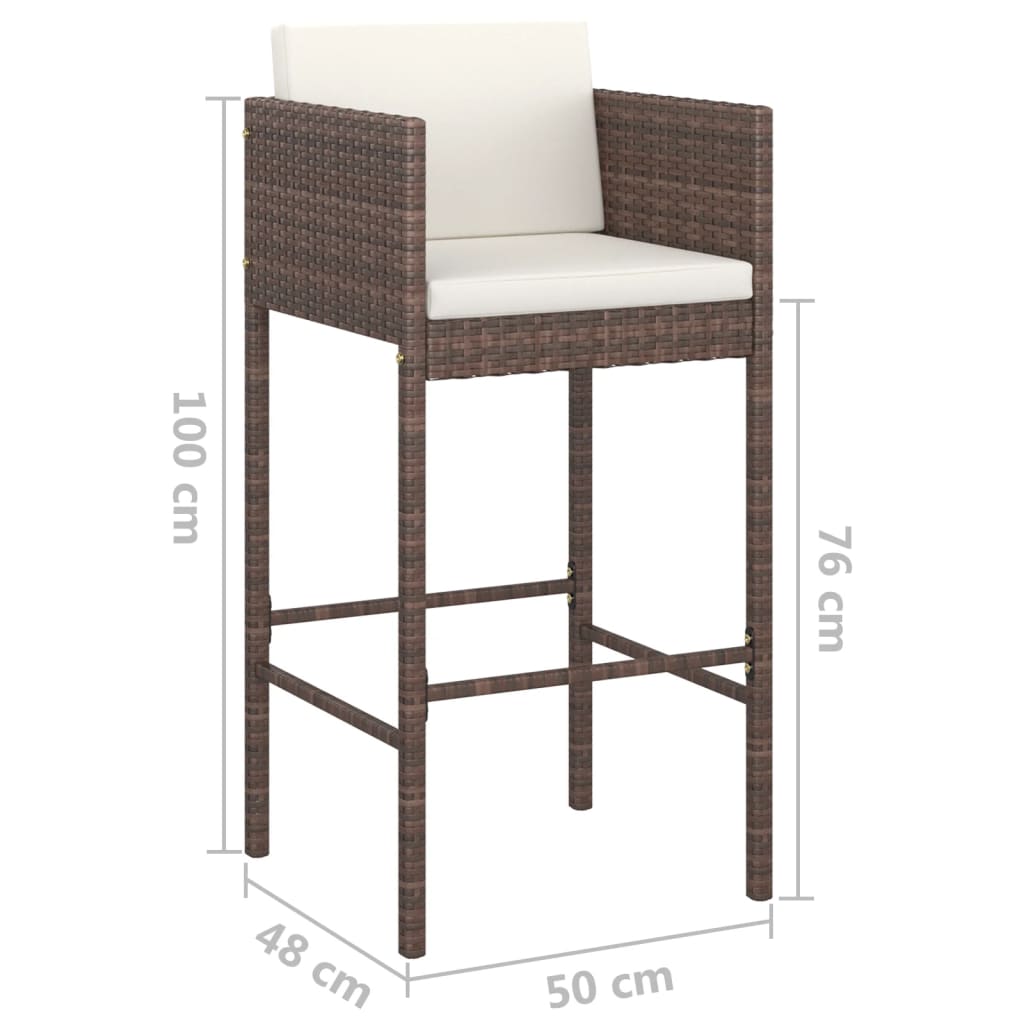 vidaXL Tabourets de bar 2 pcs avec coussins marron résine tressée