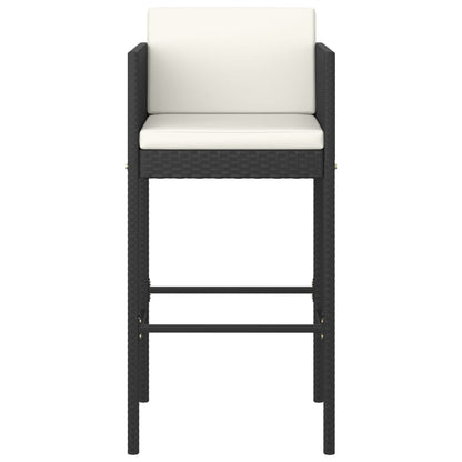 vidaXL Tabourets de bar 2 pcs avec coussins Noir Résine tressée
