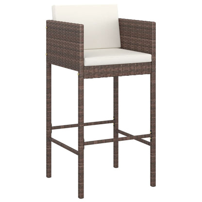 vidaXL Tabourets de bar 4 pcs avec coussins Marron Résine tressée