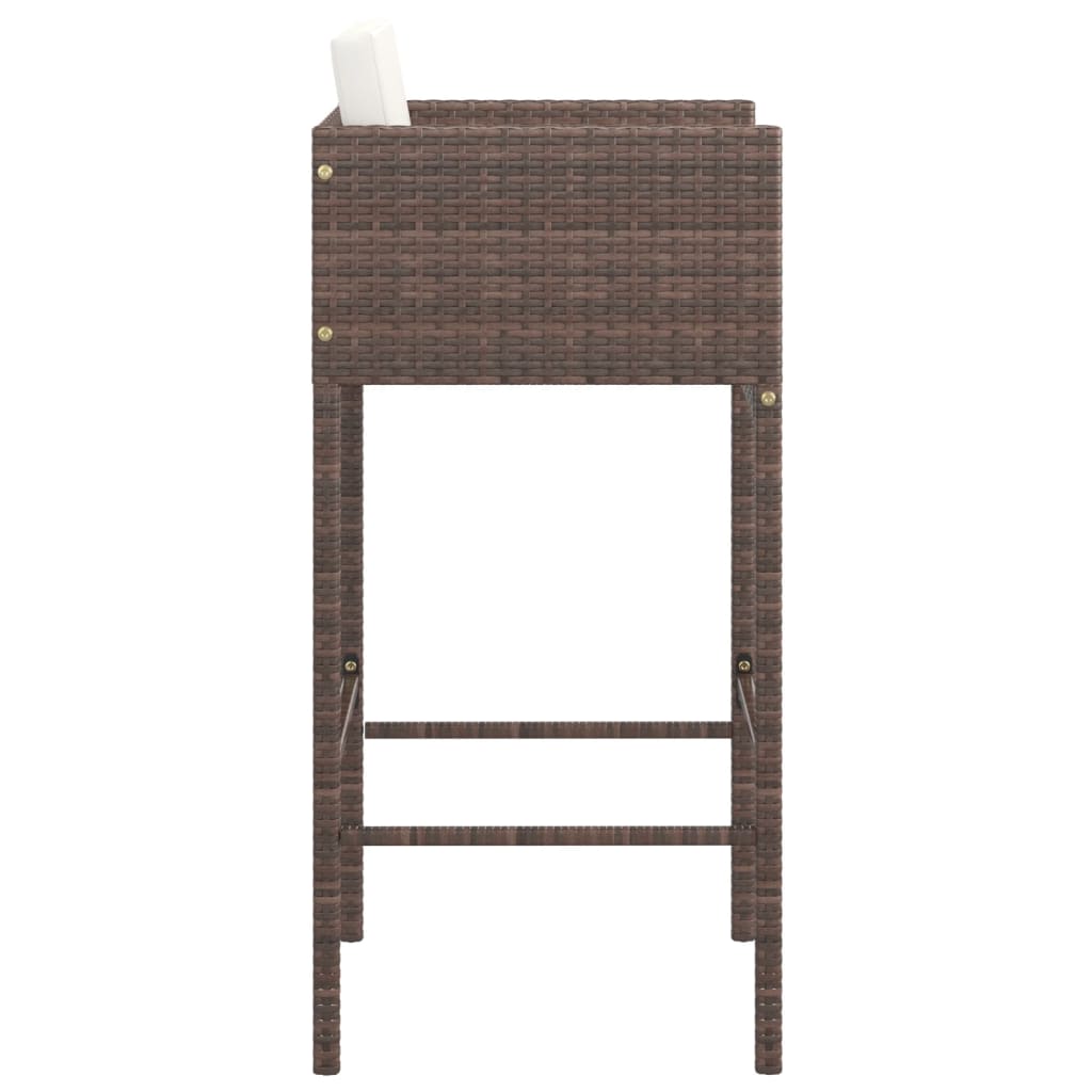 vidaXL Tabourets de bar 4 pcs avec coussins Marron Résine tressée