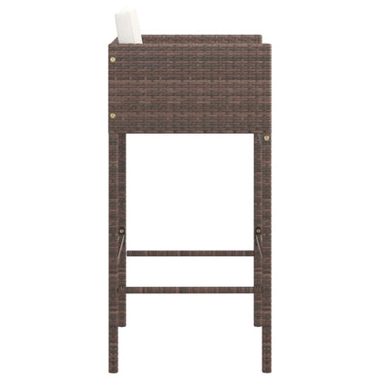 vidaXL Tabourets de bar 4 pcs avec coussins Marron Résine tressée