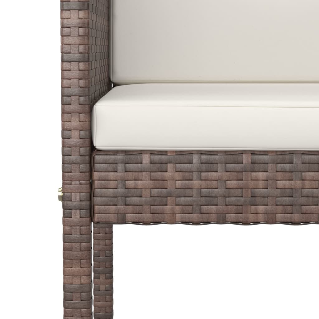 vidaXL Tabourets de bar 4 pcs avec coussins Marron Résine tressée