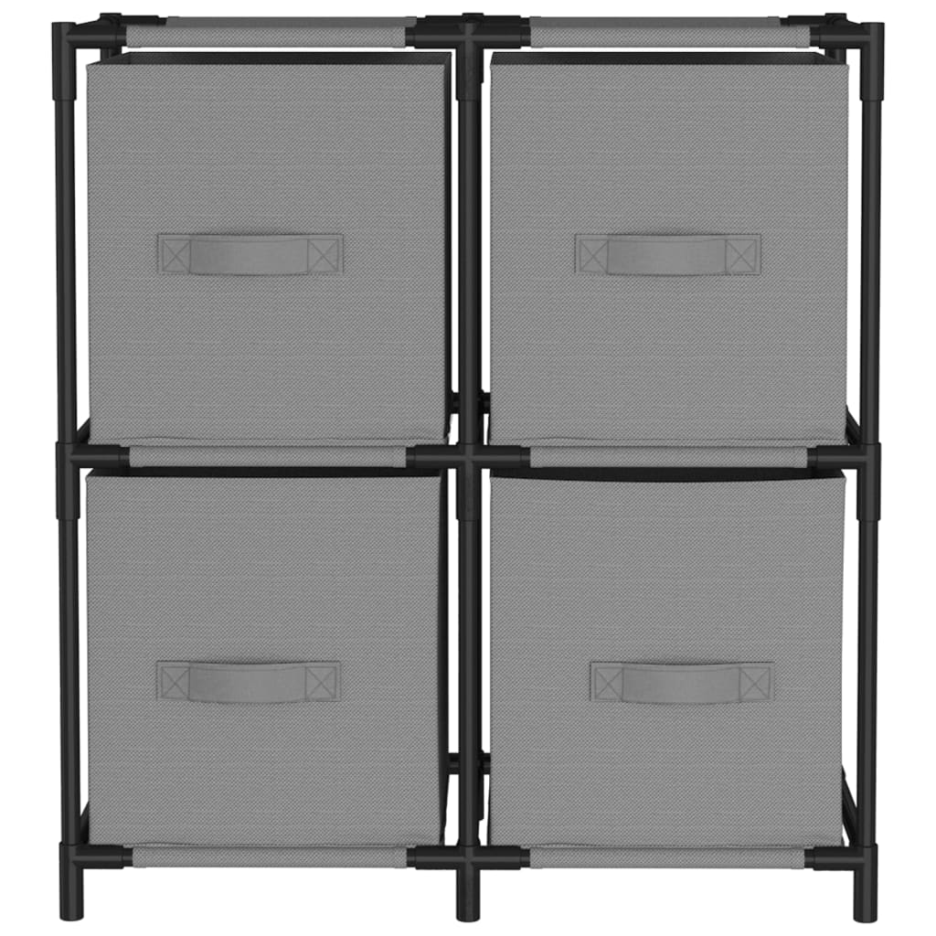 vidaXL Commode avec 4 paniers en tissu gris 63×30×71 cm Acier