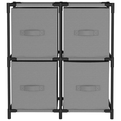vidaXL Commode avec 4 paniers en tissu gris 63×30×71 cm Acier