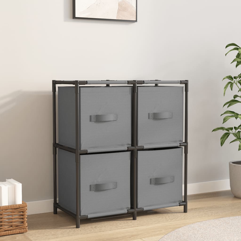 vidaXL Commode avec 4 paniers en tissu gris 63×30×71 cm Acier