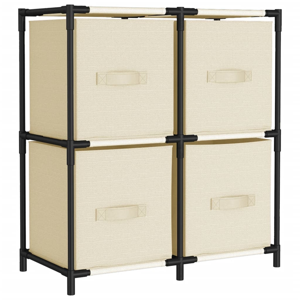 vidaXL Commode 4 paniers en tissu crème 63x30x71 cm Acier