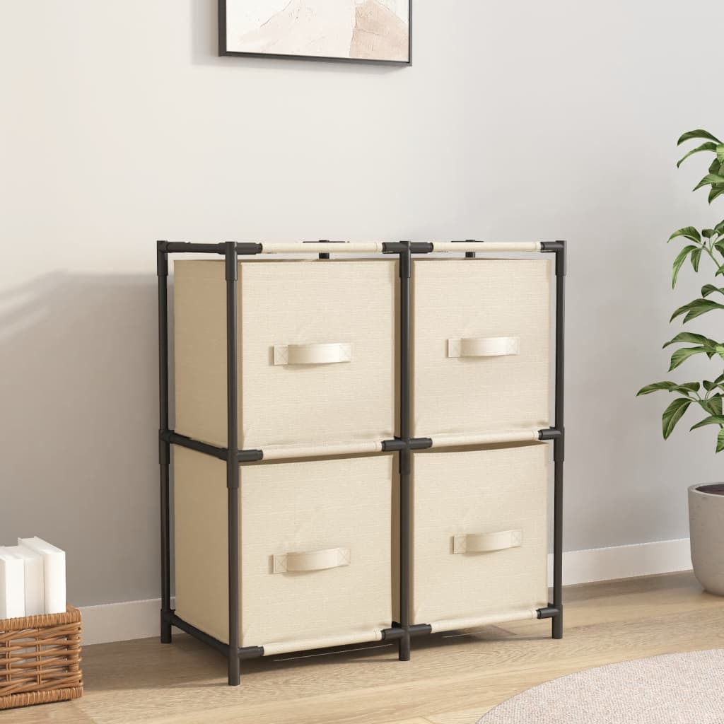 vidaXL Commode 4 paniers en tissu crème 63x30x71 cm Acier