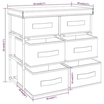 vidaXL Armoire de rangement à 6 tiroirs 55x29x55 cm Acier Noir