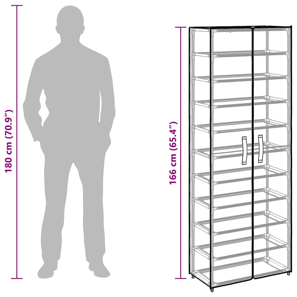 Schuhschrank Grau 60x30x166 cm Stoff