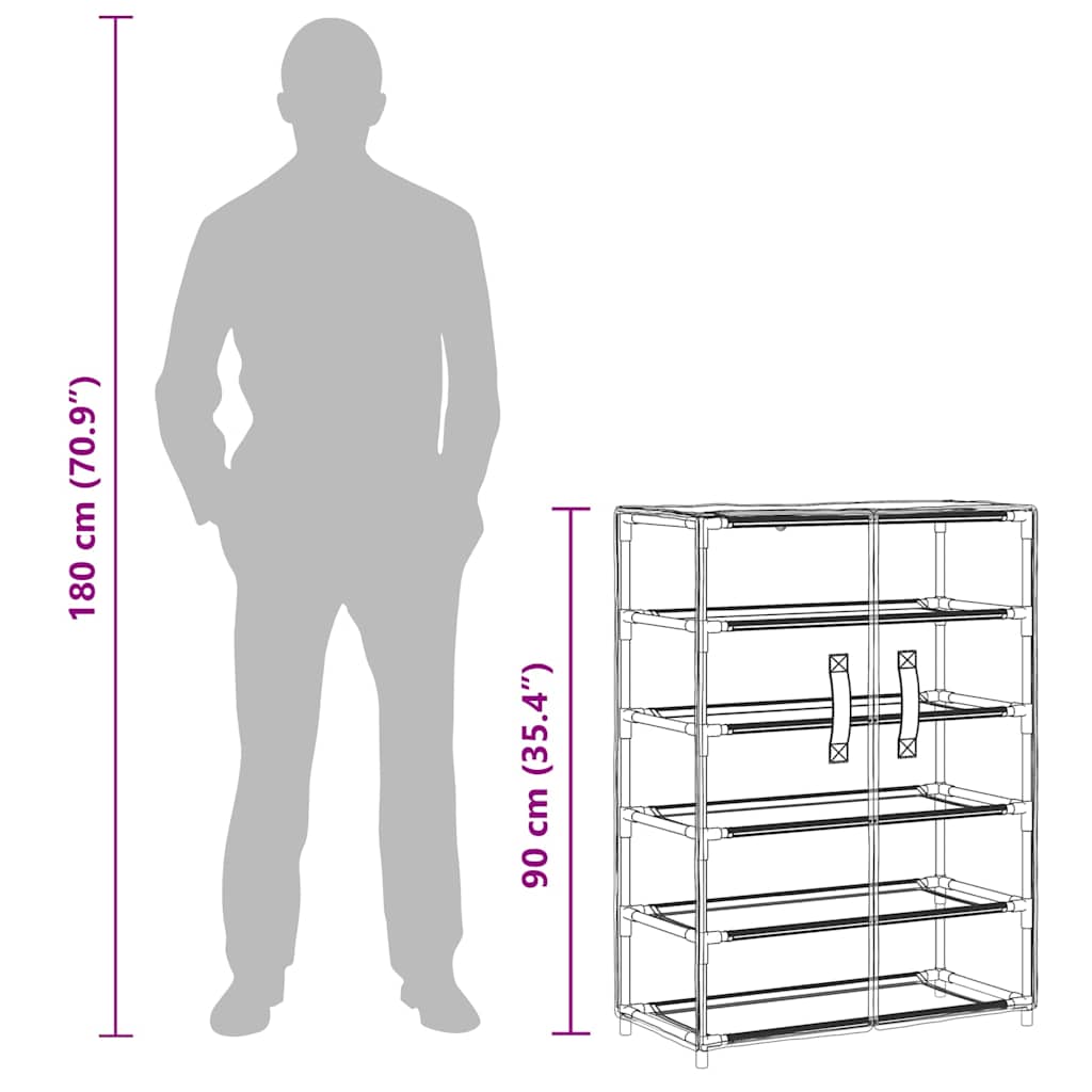Schuhschrank Grau 60x28x90 cm Stoff
