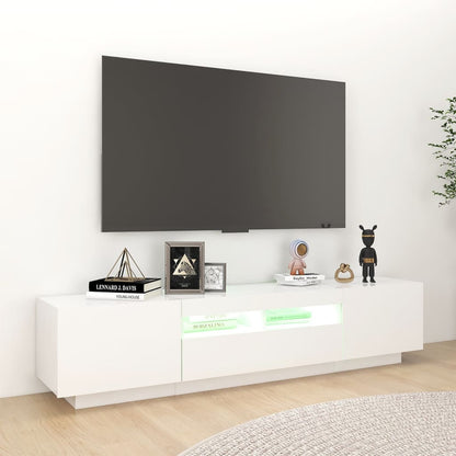 Meuble TV vidaXL avec lumières LED Blanc 180x35x40 cm