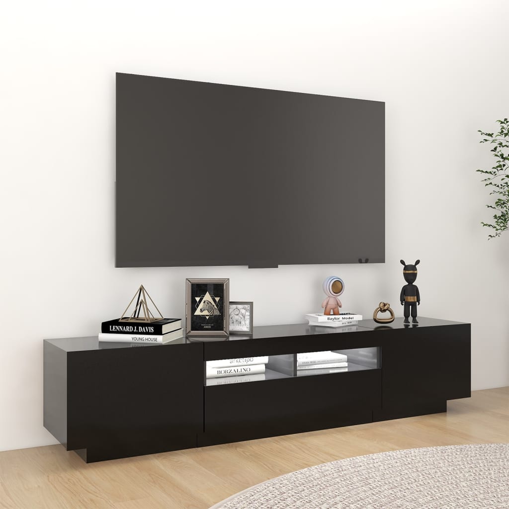 Meuble TV vidaXL avec lumières LED Noir 180x35x40 cm