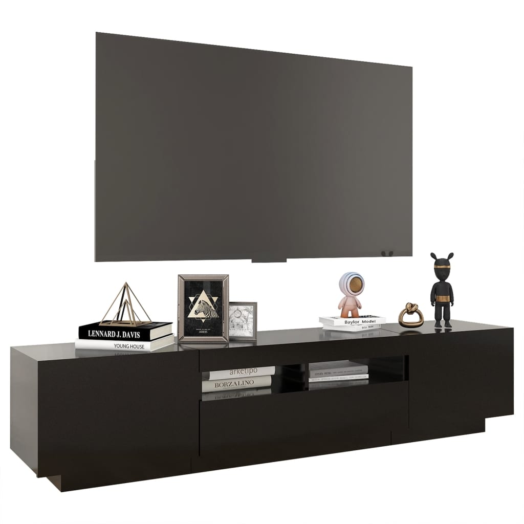 Meuble TV vidaXL avec lumières LED Noir 180x35x40 cm