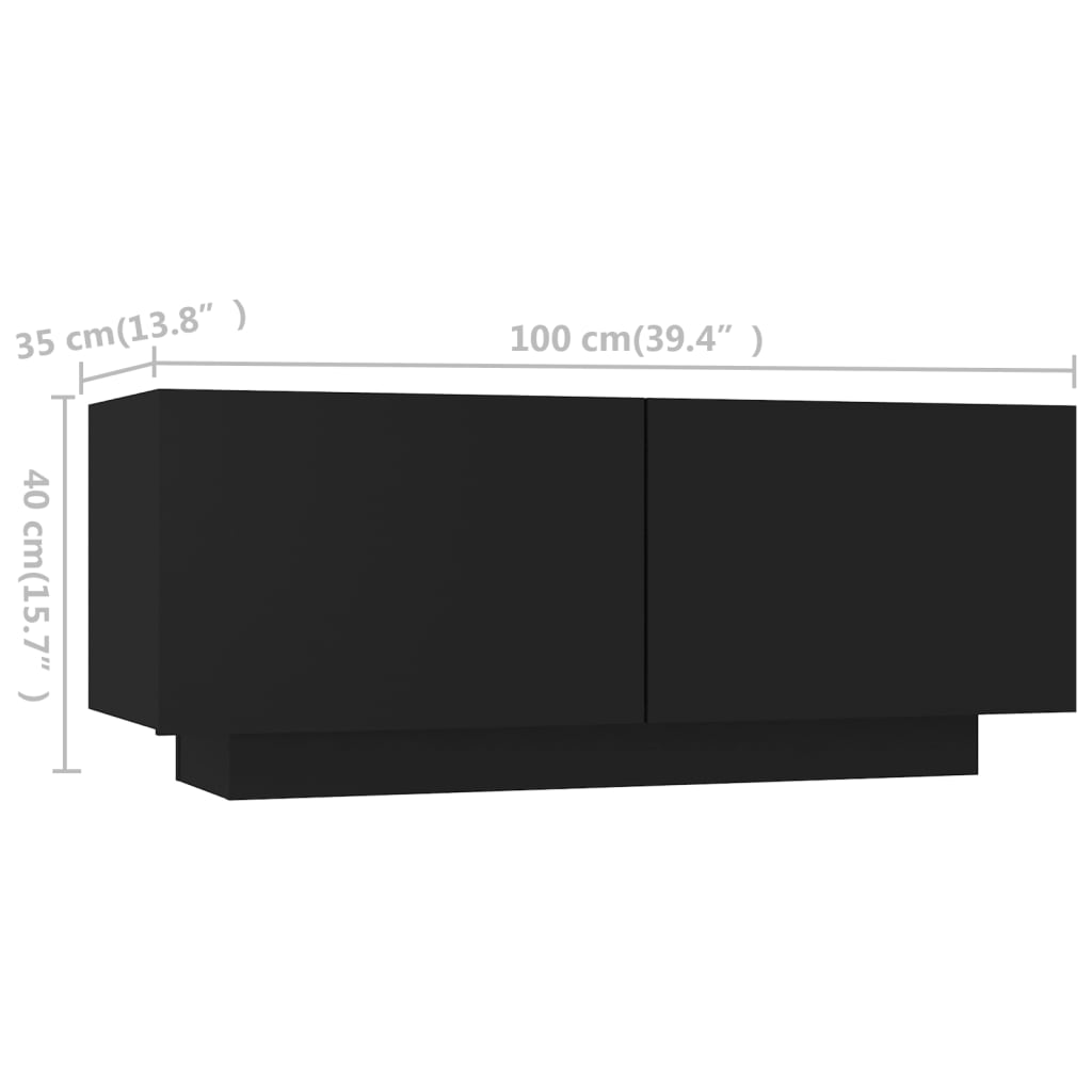 Meuble TV vidaXL avec lumières LED Noir 180x35x40 cm