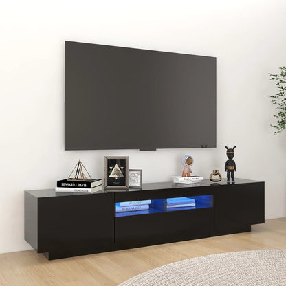 Meuble TV vidaXL avec lumières LED Noir 180x35x40 cm