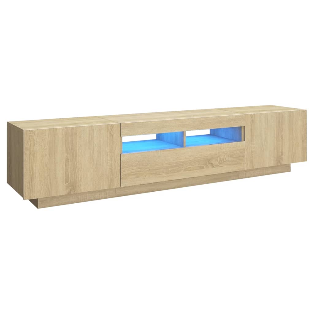 Meuble TV vidaXL avec lumières LED chêne Sonoma 180x35x40 cm