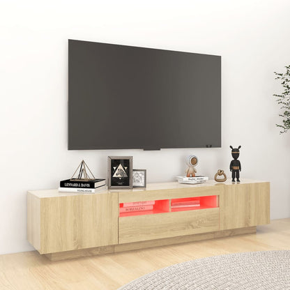 Meuble TV vidaXL avec lumières LED chêne Sonoma 180x35x40 cm