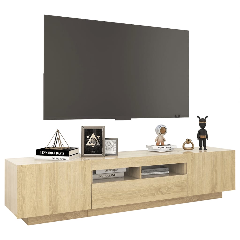 Meuble TV vidaXL avec lumières LED chêne Sonoma 180x35x40 cm