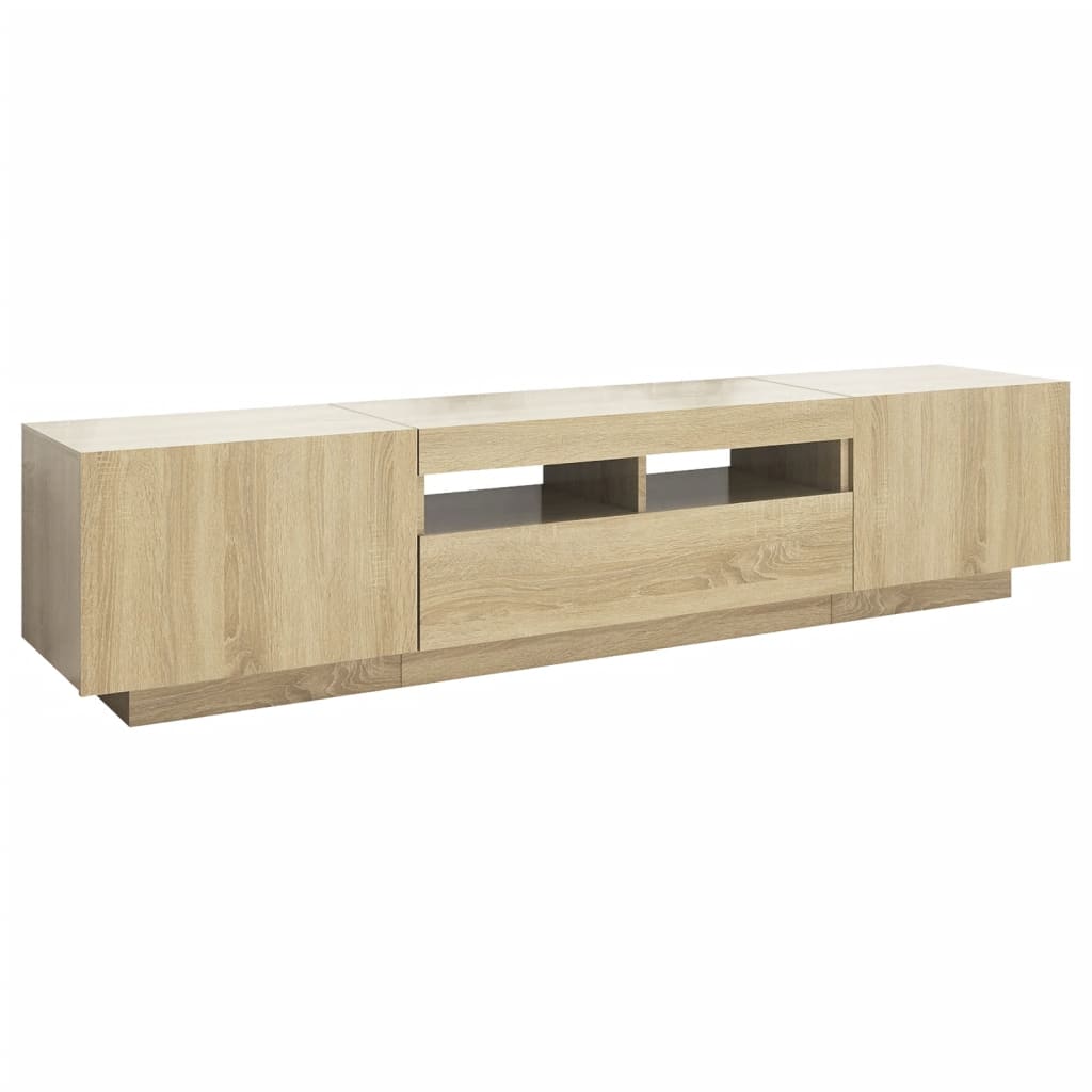 Meuble TV vidaXL avec lumières LED chêne Sonoma 180x35x40 cm