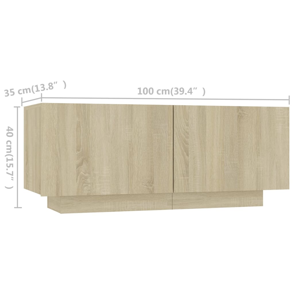 Meuble TV vidaXL avec lumières LED chêne Sonoma 180x35x40 cm